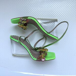 Betsy Johnson Gordon Green Acrylic Wedge Heel Butterfly Sandals Womens 10